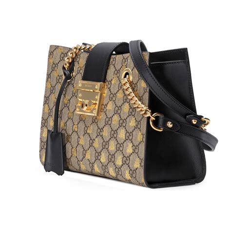 gucci padlock small gg bees shoulder bag|gucci padlock bag medium.